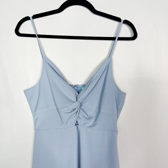 She + Sky Blue Medium M Twist Front Keyhole Mini Dress Casual Summer VNeck - Picture 3 of 10